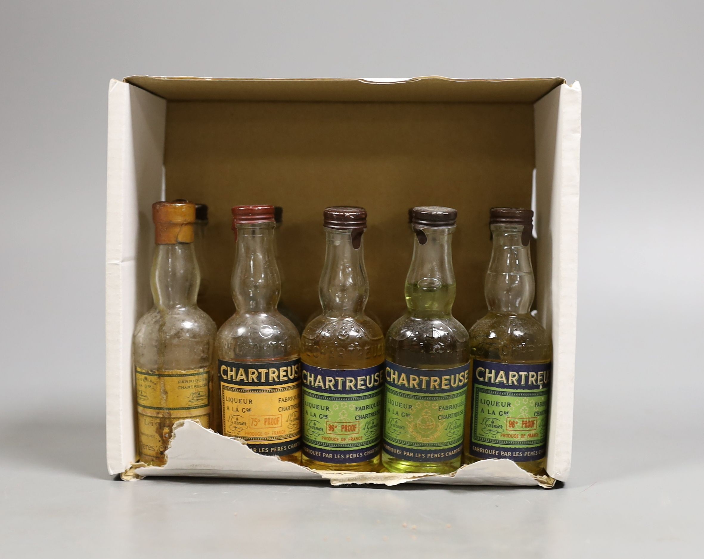 One Chartreuse bottle and ten Chartreuse miniatures